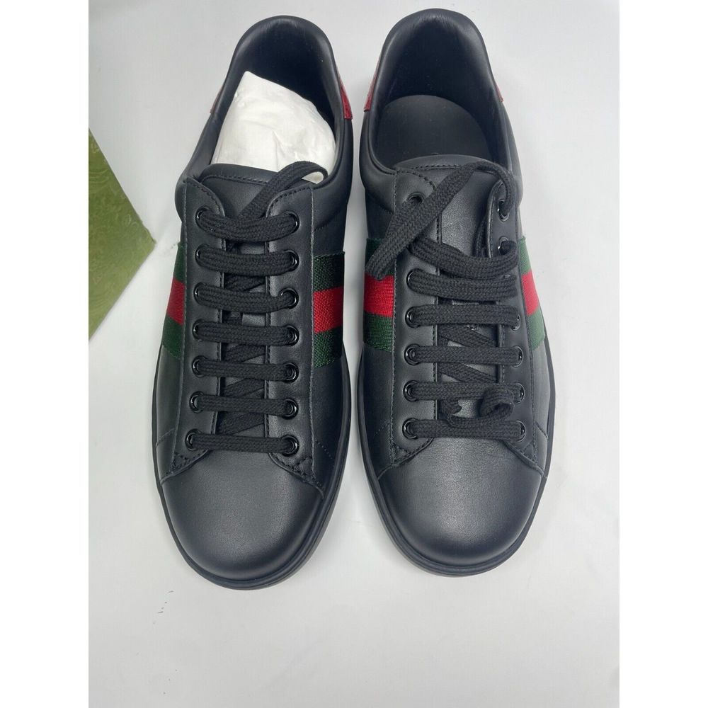 Gucci New Ace Clean Web Stripe Sneaker in Black Red 7 Retail:$750.00 - Picture 2 of 14